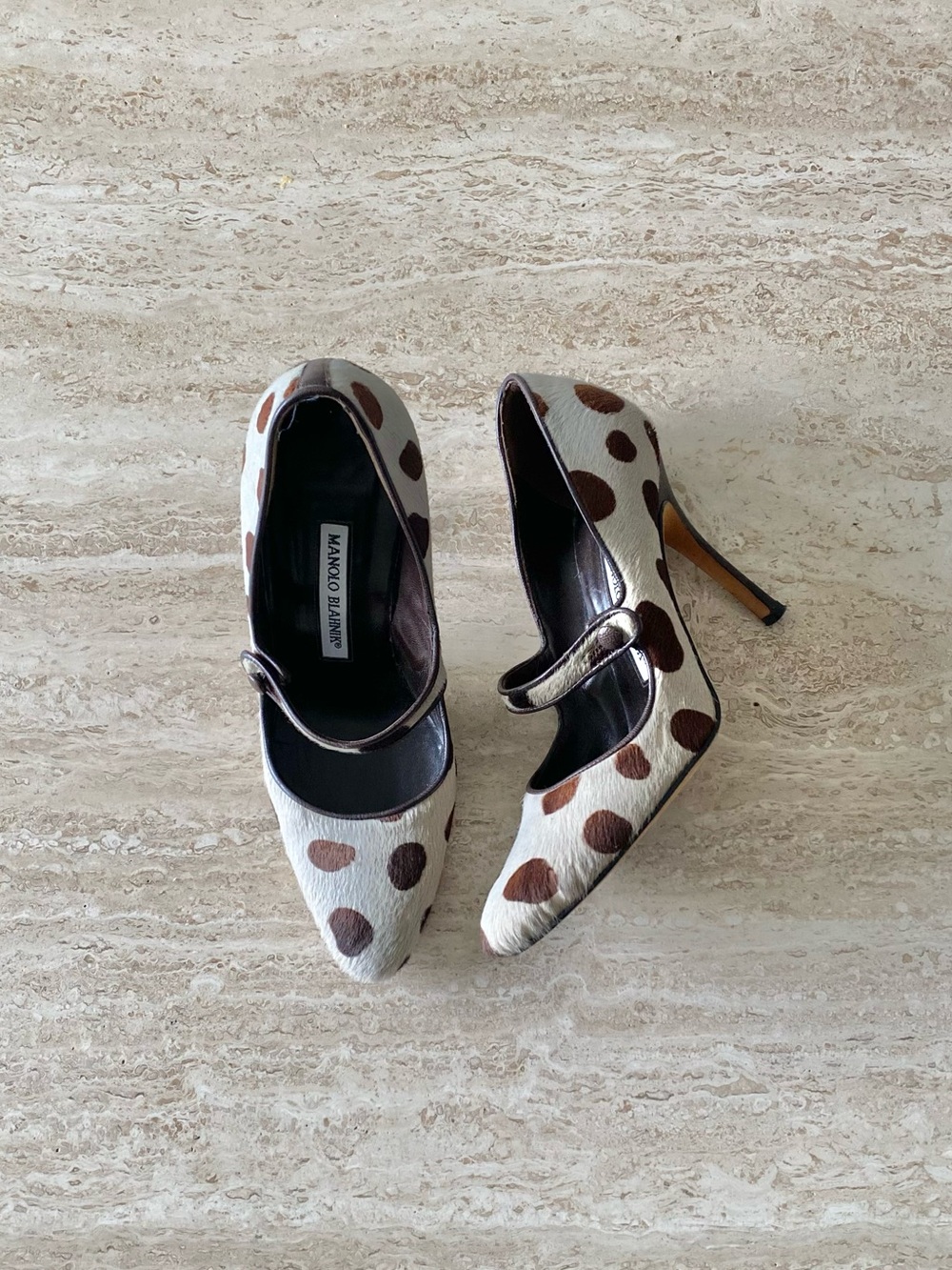 Vintage Manolo Blahnik Pony Hair Mary Jane Pumps